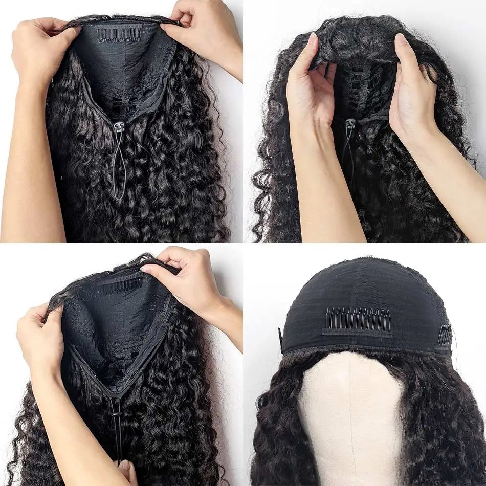【3 IN 1 HALF WIG】Burmese Curly GLUELESS Invisible Half Wig For Blackwomen Clip In Protective Styles Human Hair