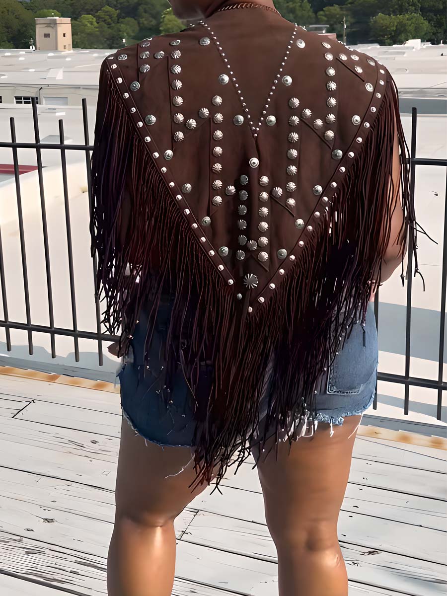 Warpath Vintage Leather Fringe Vest
