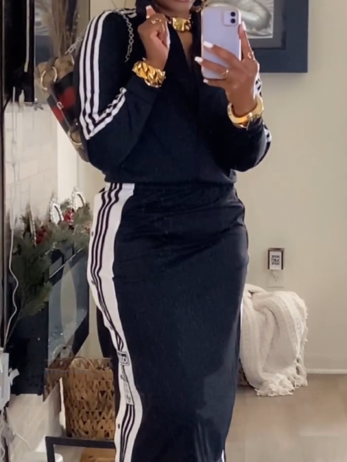 High Neck Zip Up Track Top + Knitted Lifestyle Skirt