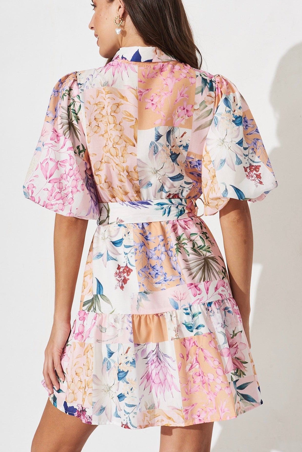 Courtney Shirt Dress In Rust Patch Floral