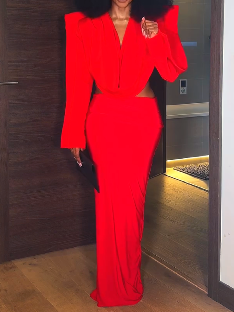 Red Shoulder Pad Retro Suit