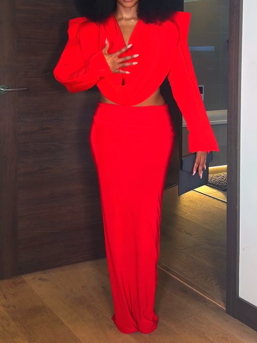Red Shoulder Pad Retro Suit