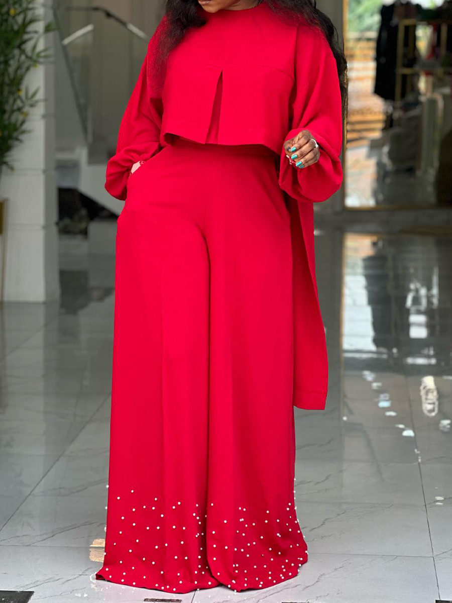 Elegant Crop Top And Wide-leg Trousers
