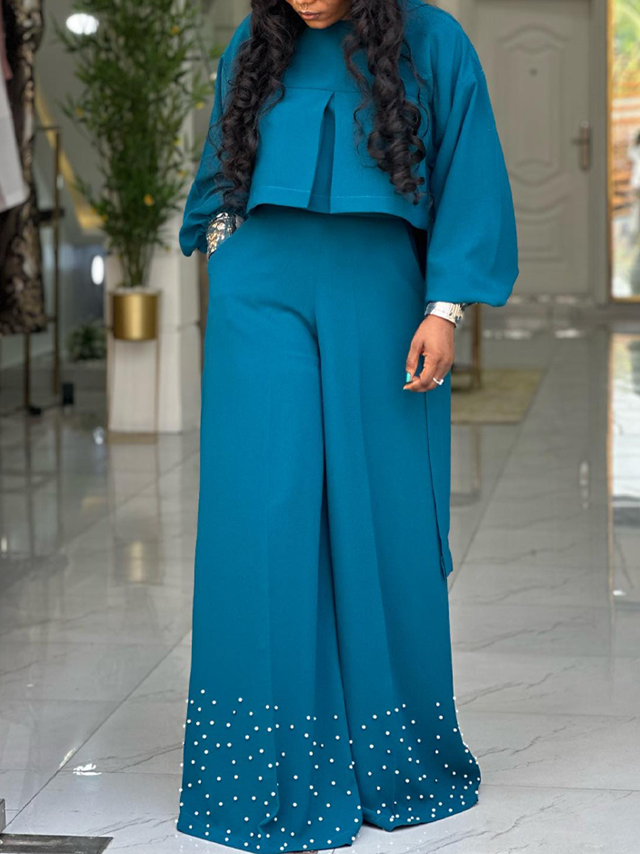 Elegant Crop Top And Wide-leg Trousers