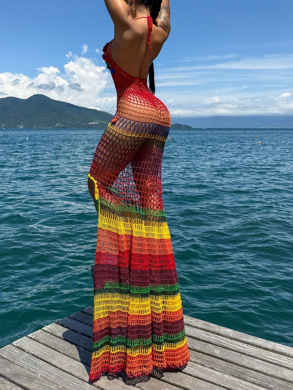 Multi Color Crochet Maxi Dress