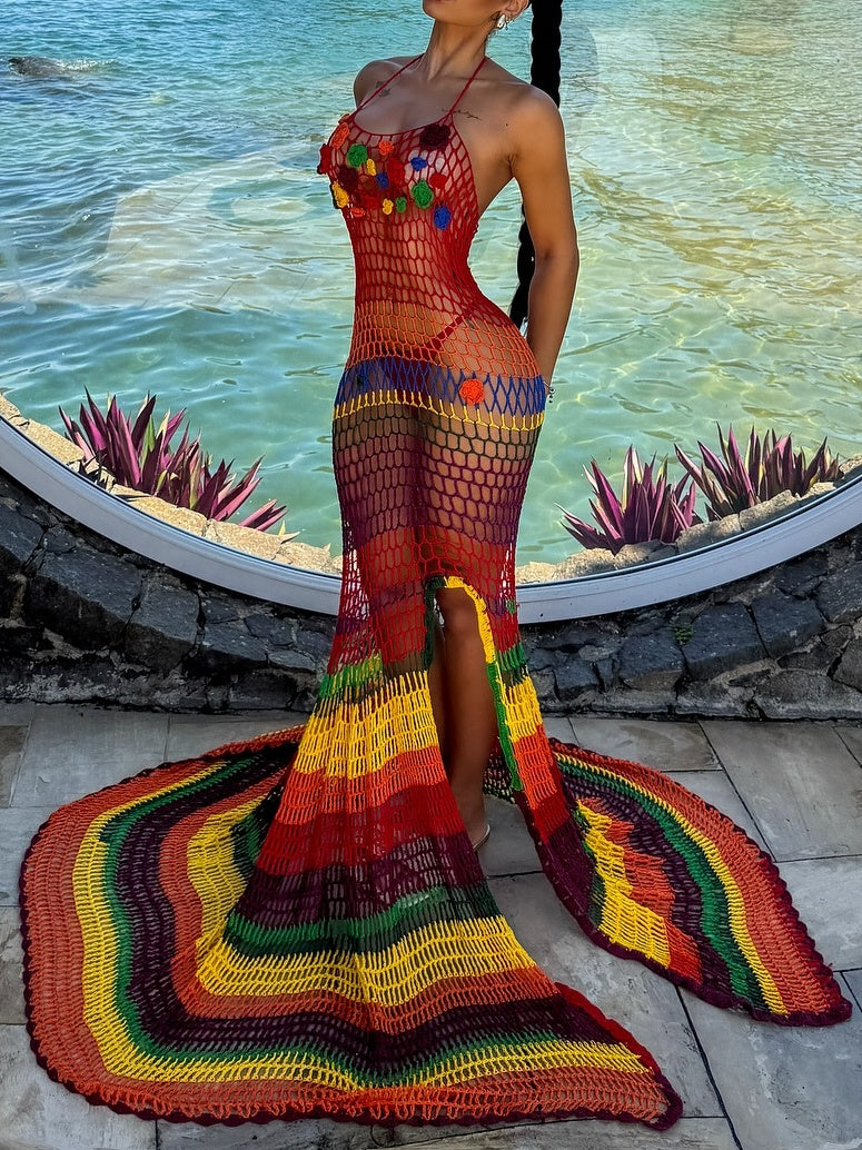 Multi Color Crochet Maxi Dress