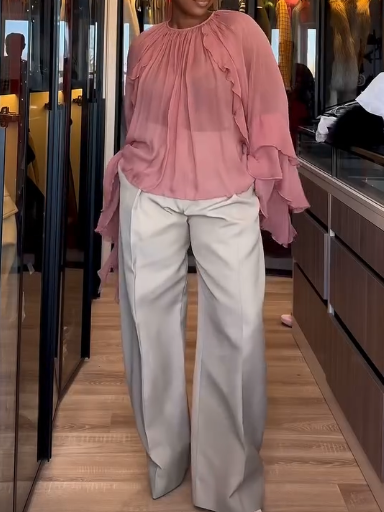 Ruffle Long Sleeve Top