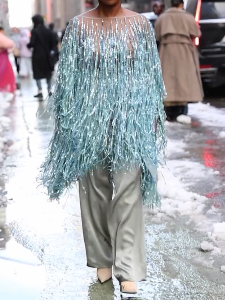 Blue Fringes Tops