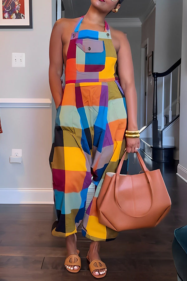 Colorful Colorblock Holder Overalls