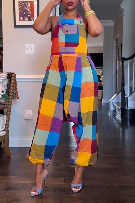 Colorful Colorblock Holder Overalls