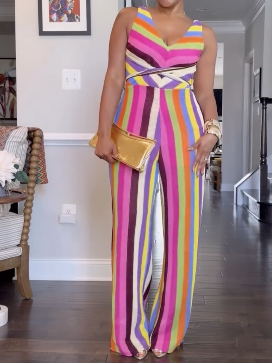 Knit Stretch Colorful Jumpsuit