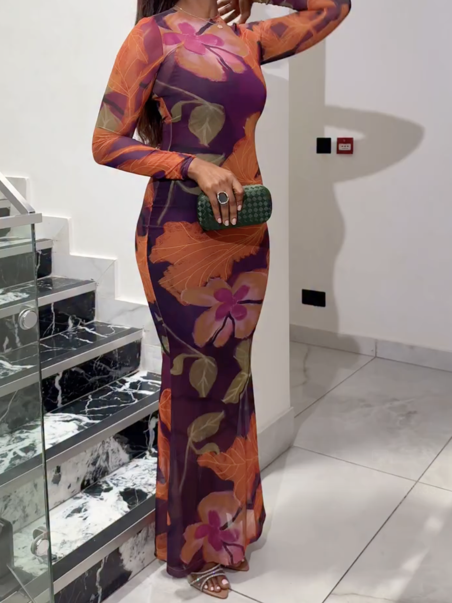 Tie Dye Mesh Bodycon Dress