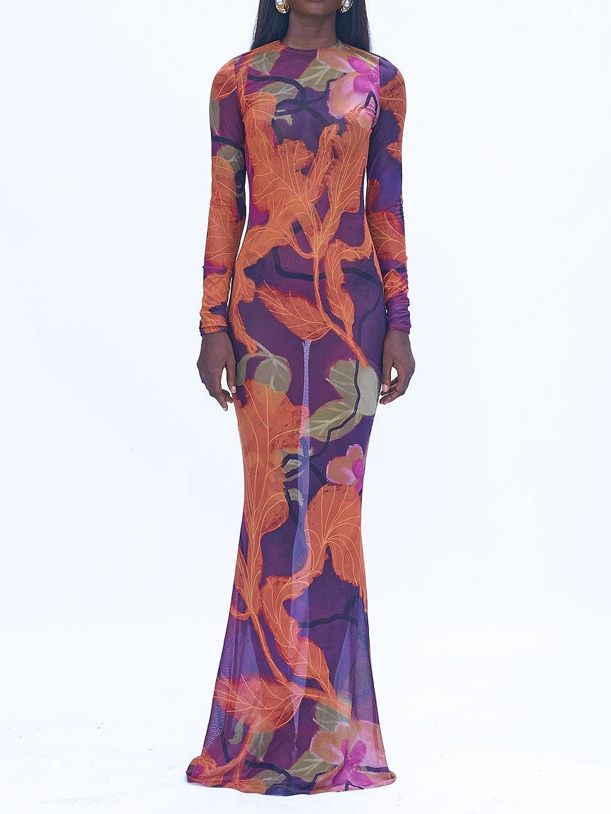 Tie Dye Mesh Bodycon Dress