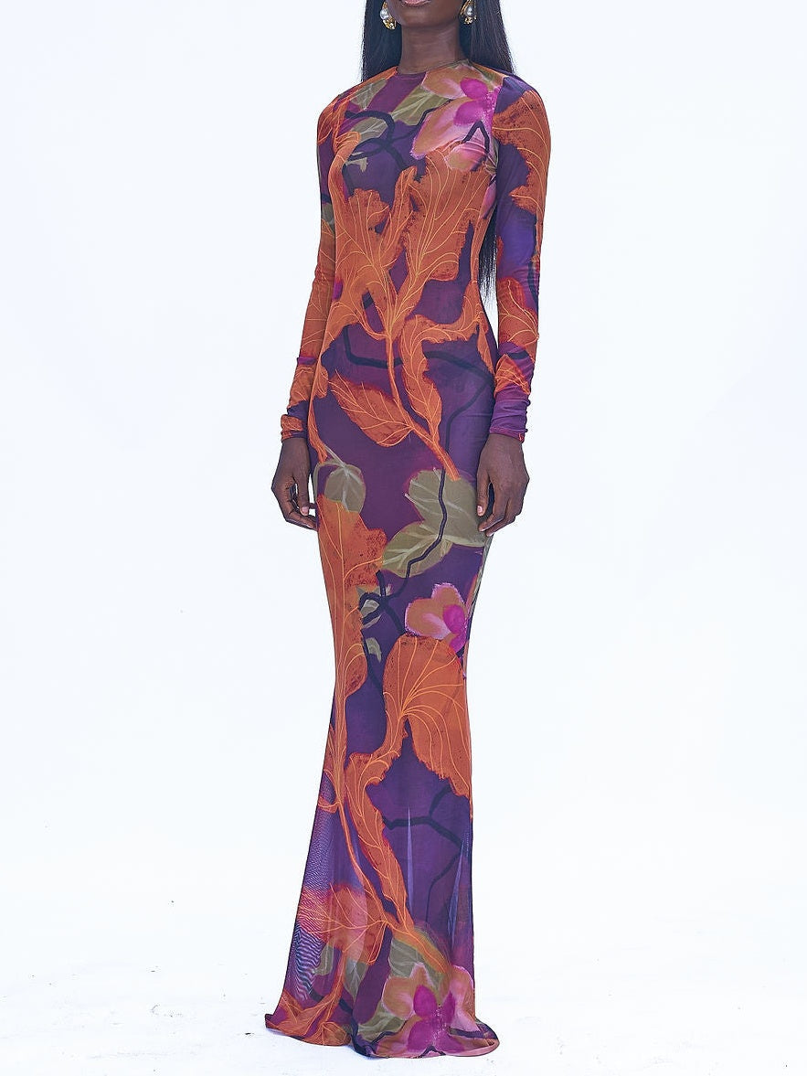 Tie Dye Mesh Bodycon Dress