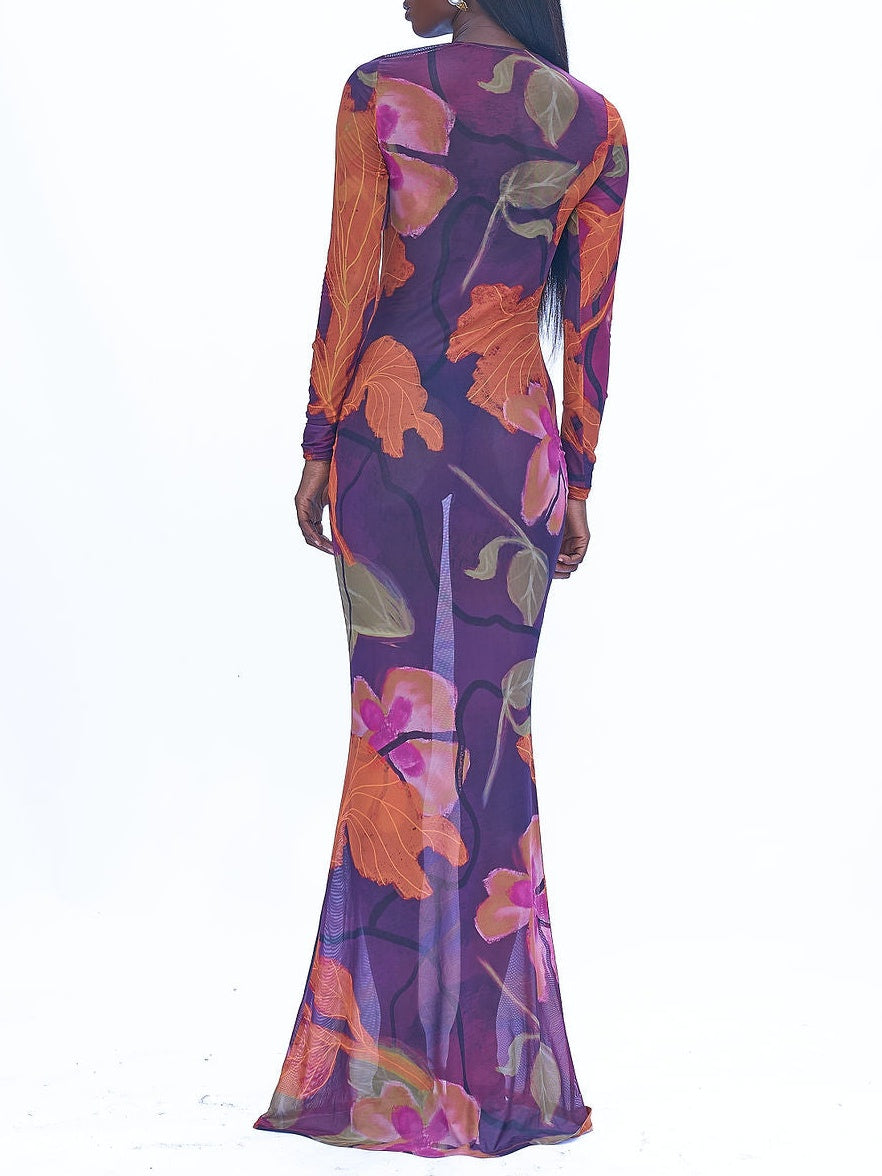 Tie Dye Mesh Bodycon Dress