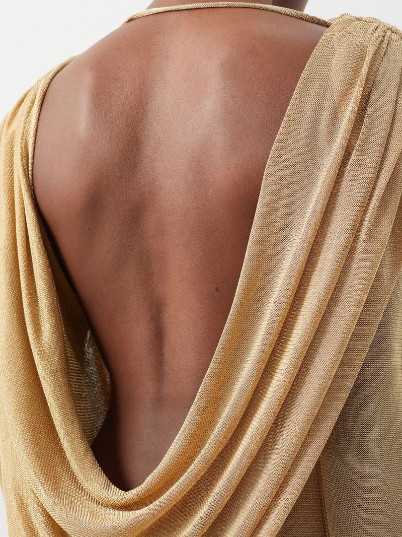 Draped Metallic Mini Dress
