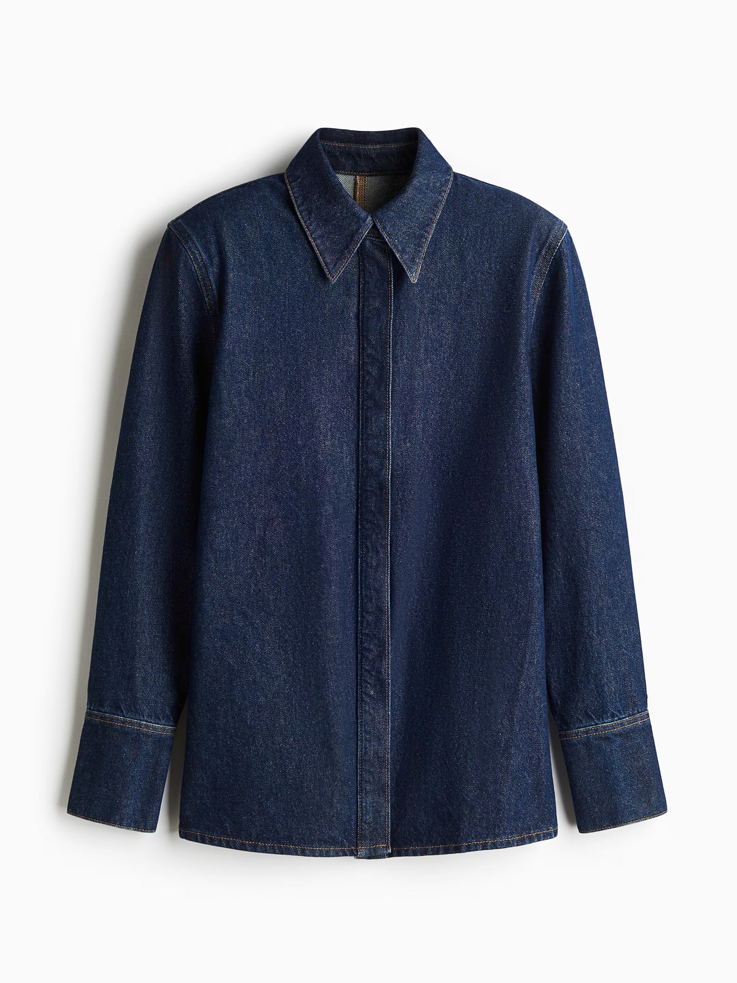 Shoulder Pads Denim Shirt Two Pieces Set