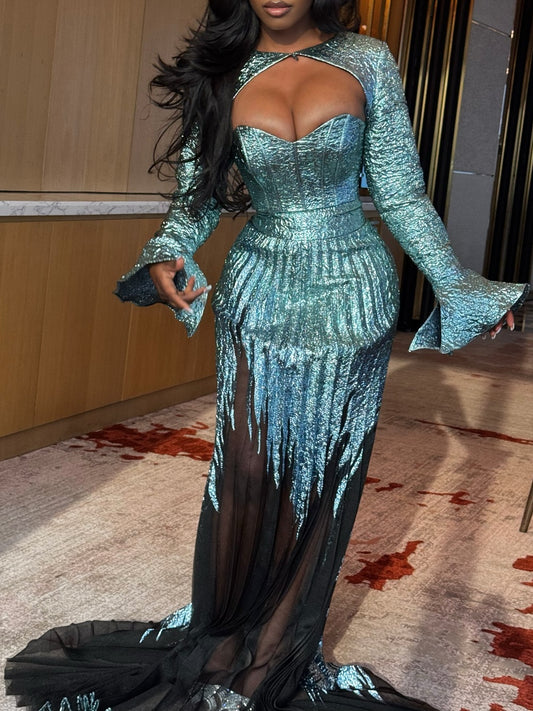 Glamorous Metallic Fringe Dress