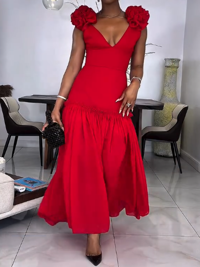 Ruffle Decorated Bodycon Maxi Dress