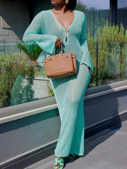 Crochet Maxi Cover Up Dress