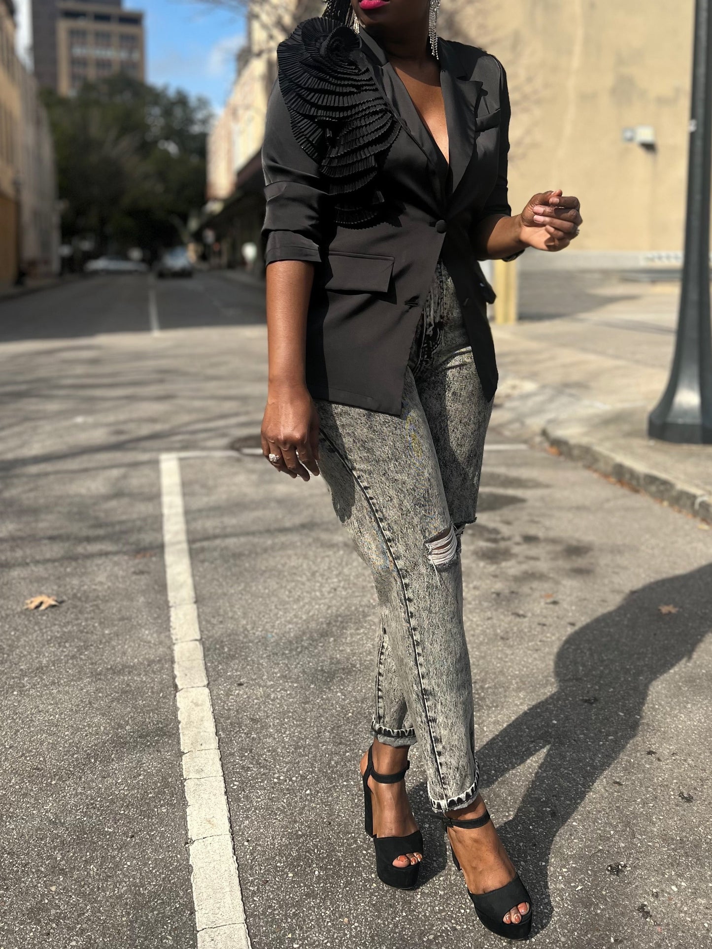 Radiant White/Black Blazer