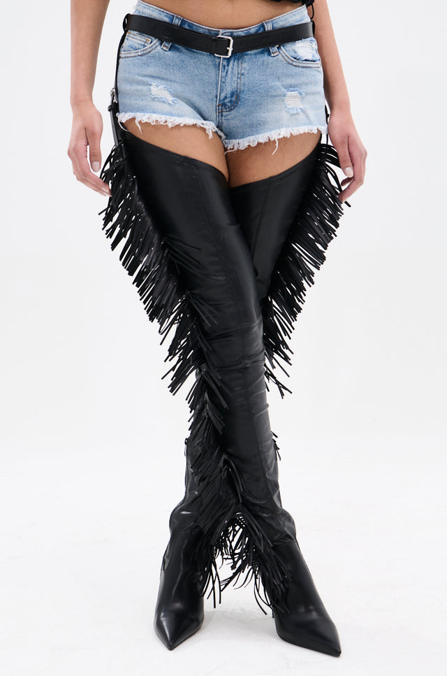 Black Stiletto Western Chap Boot