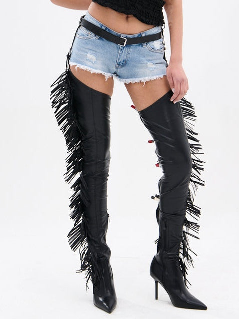Black Stiletto Western Chap Boot