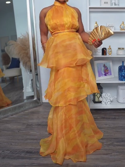 Aquarelle Yellow Two Pieces Dress