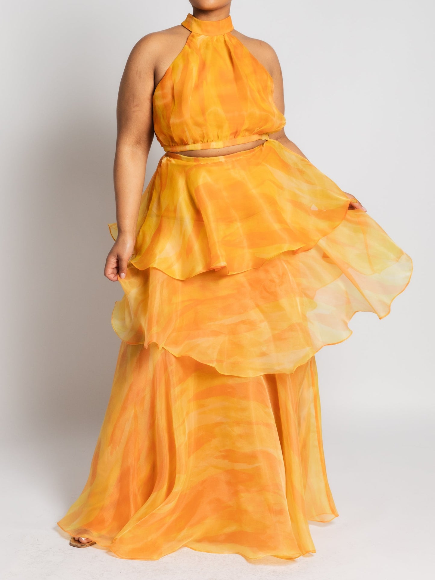Aquarelle Yellow Two Pieces Dress