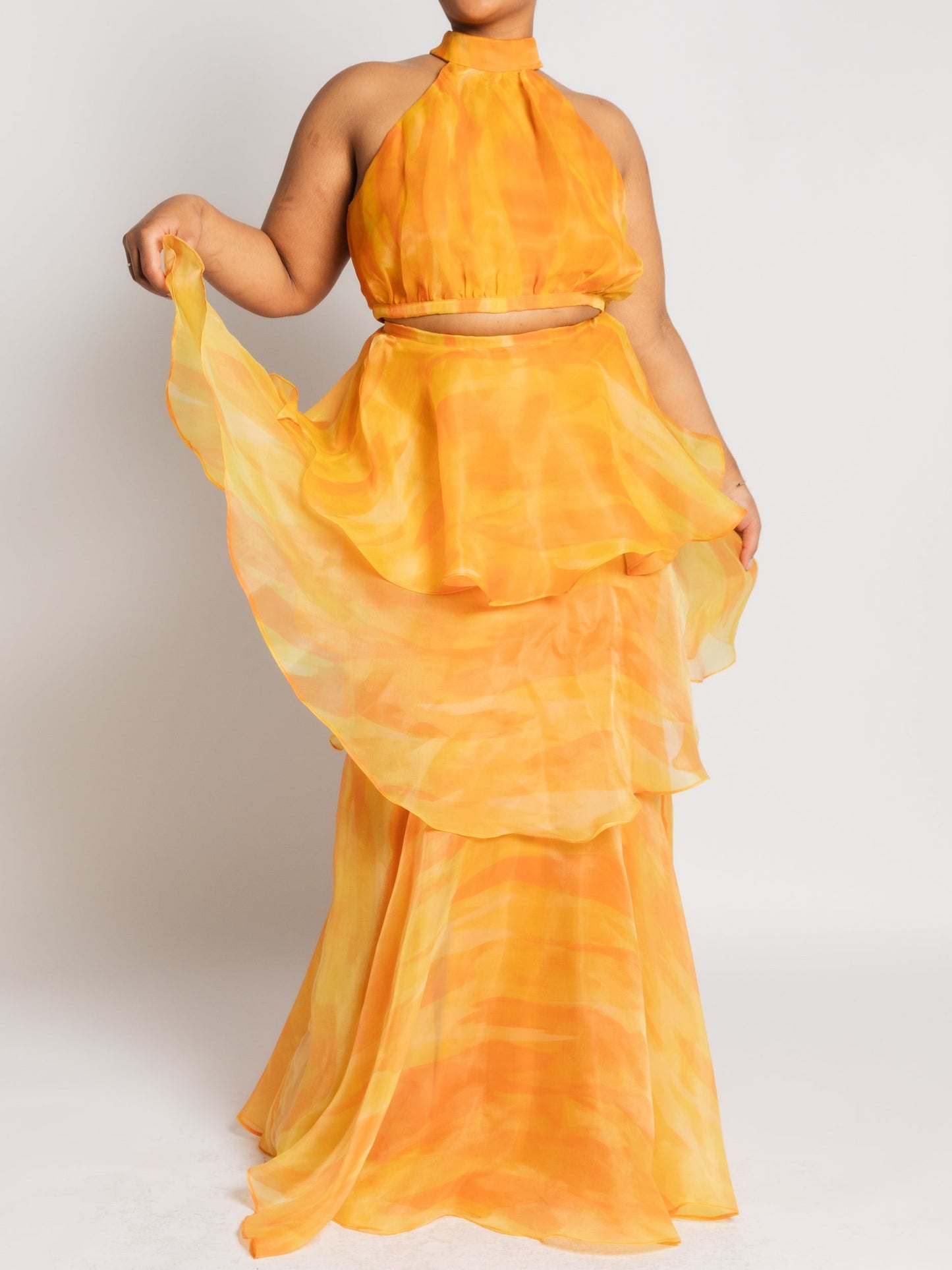 Aquarelle Yellow Two Pieces Dress