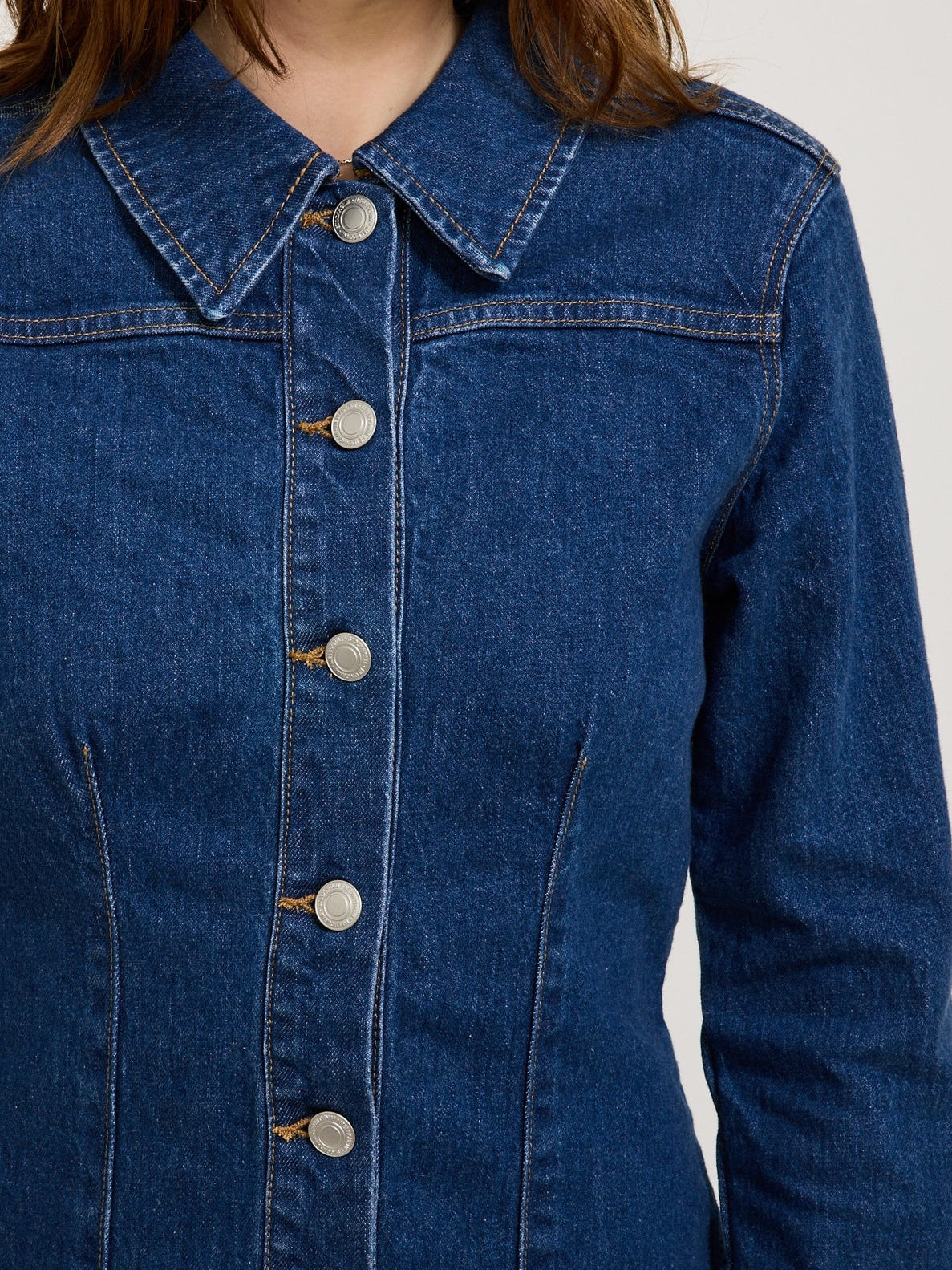 Barrel Sleeve Denim Shirt Dress
