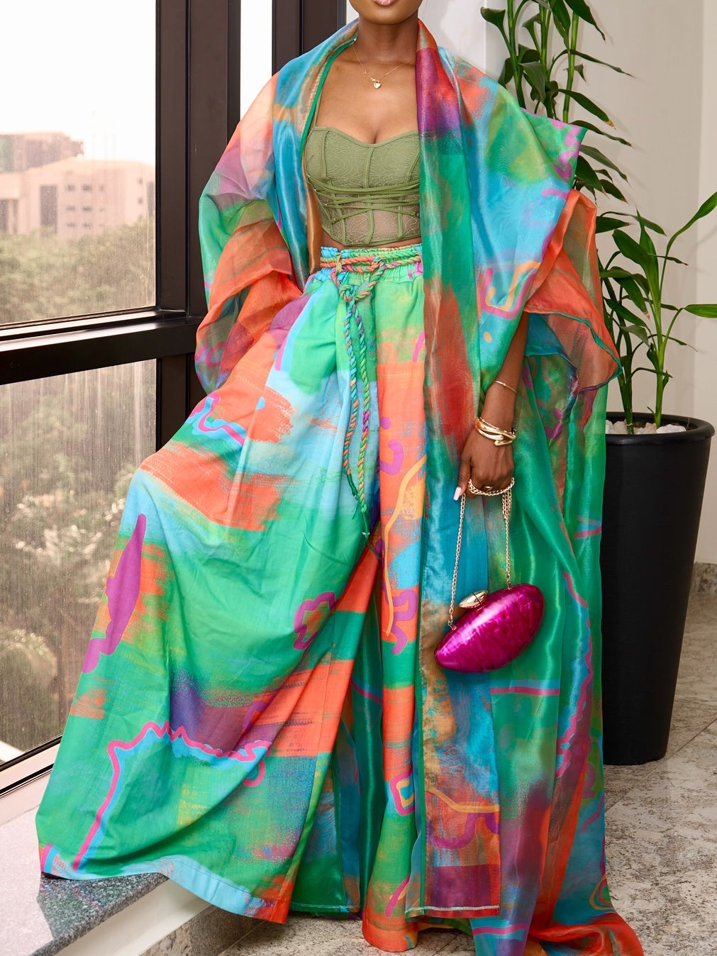 100% Custom Print Organza Two Pieces Set