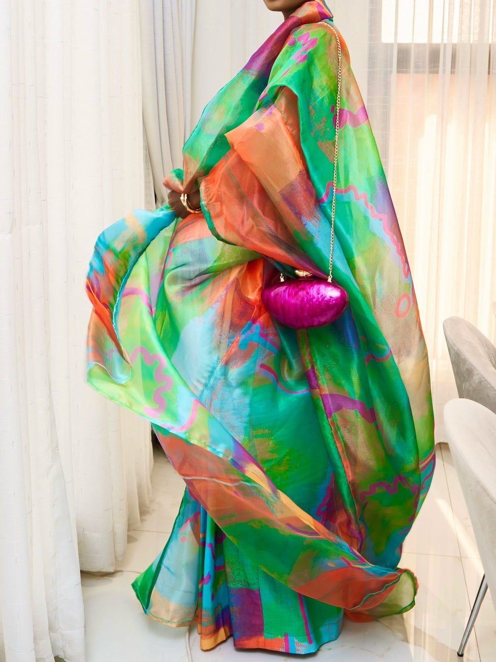 100% Custom Print Organza Two Pieces Set