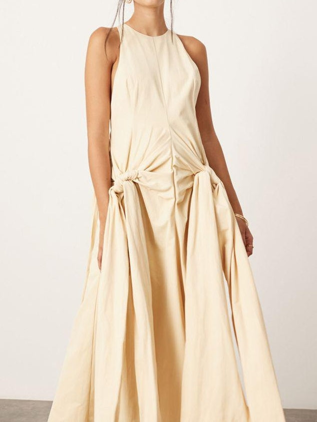 Racer Neck Drop Waist Maxi Dress