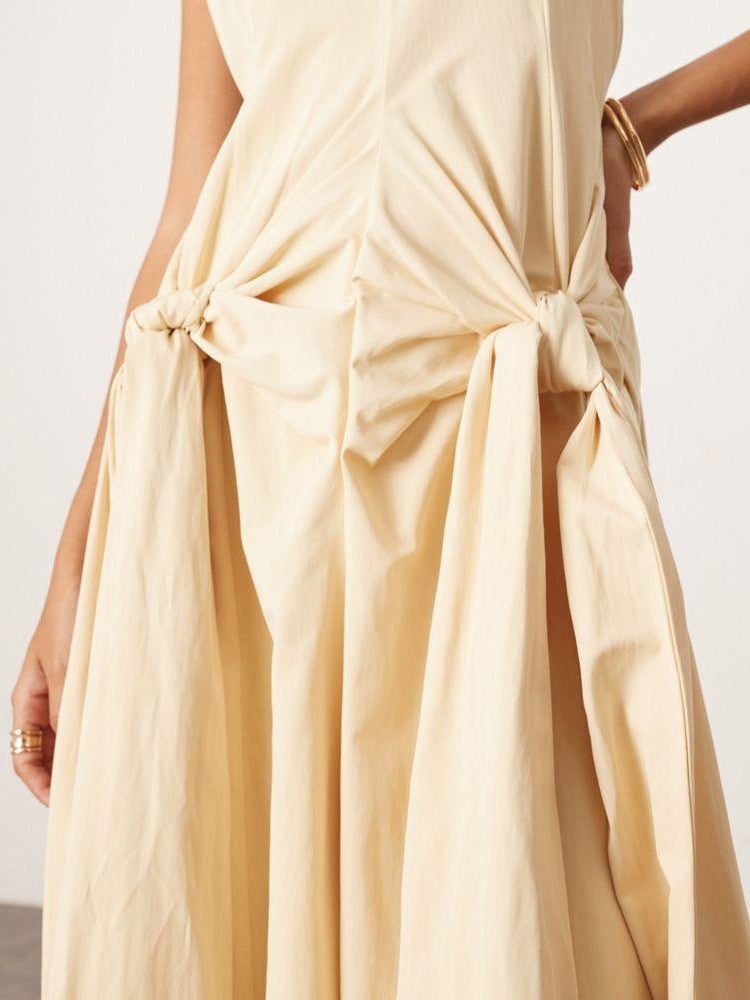 Racer Neck Drop Waist Maxi Dress