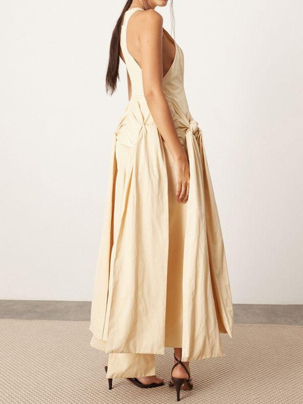 Racer Neck Drop Waist Maxi Dress