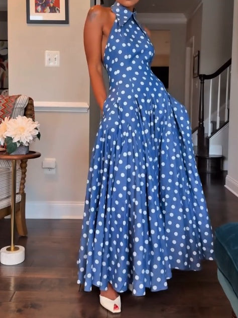 Denim Backless Midi Dress