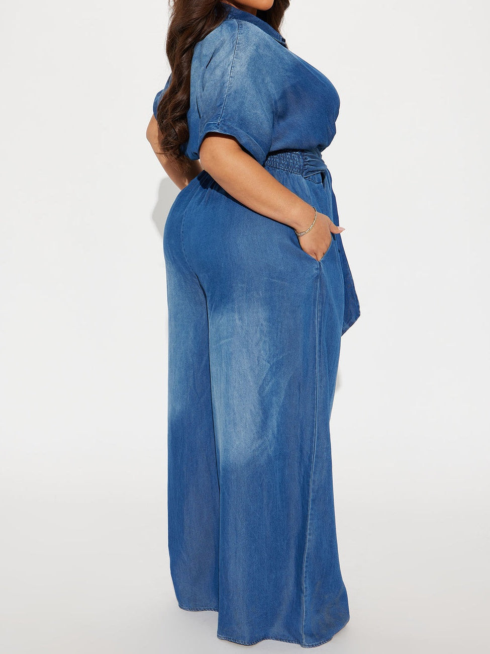 Lappel-breasted Lace-up Jumpsuit