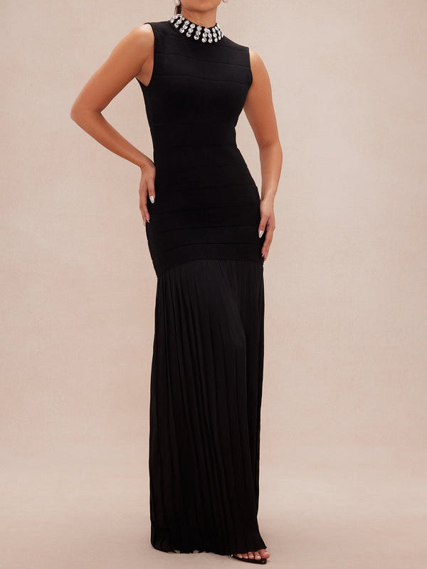 Black Embellished Sweater Maxi Dress