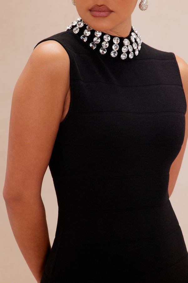 Black Embellished Sweater Maxi Dress