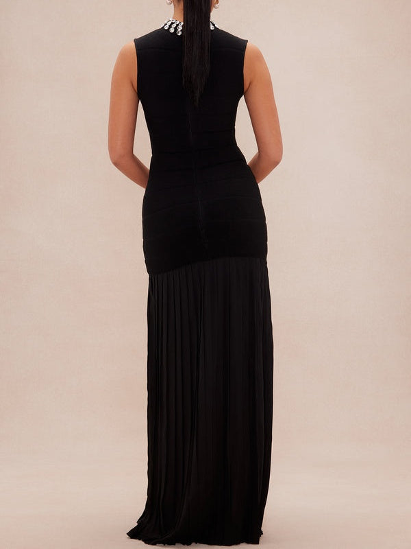 Black Embellished Sweater Maxi Dress