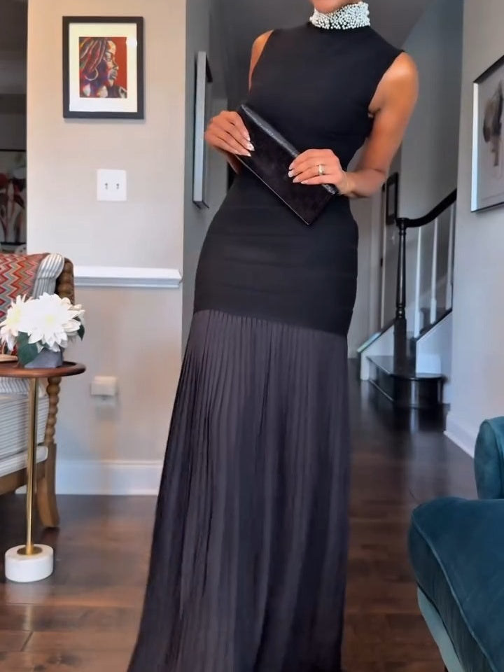 Black Embellished Sweater Maxi Dress