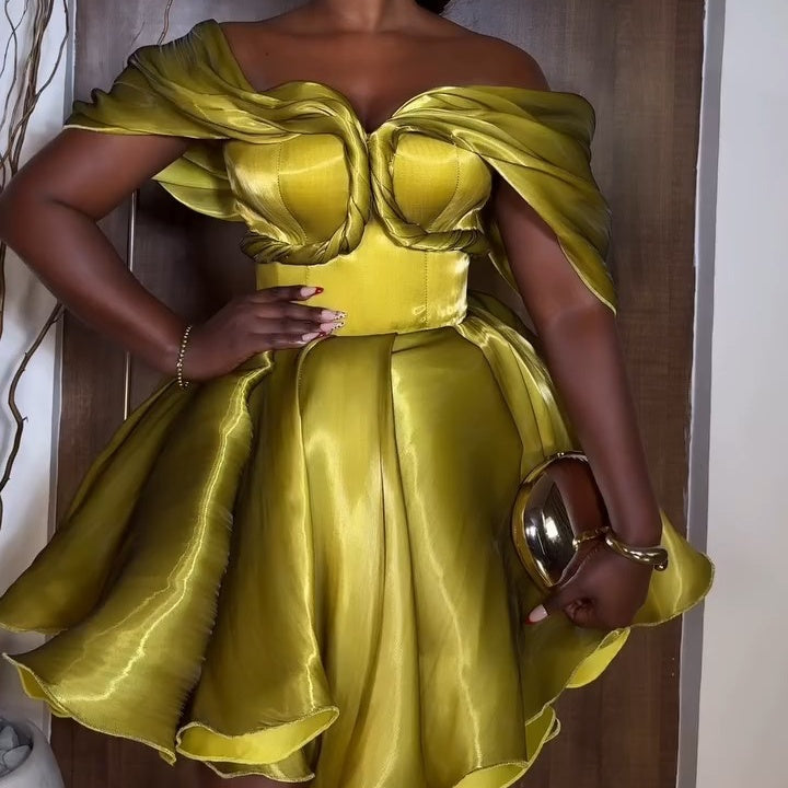 Off The Shoulder Short A-line Cocktail Dress