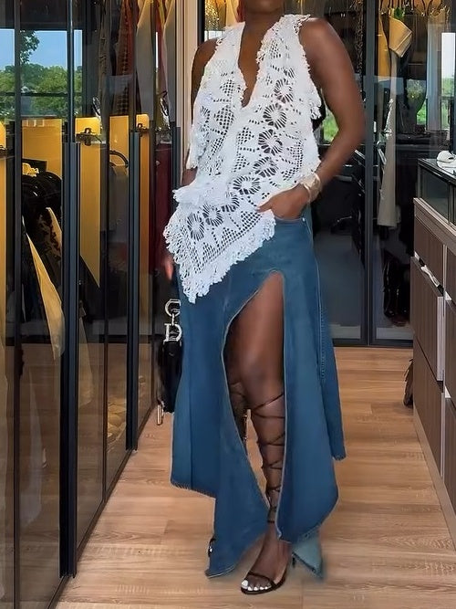Asymmetric Maxi Skirt