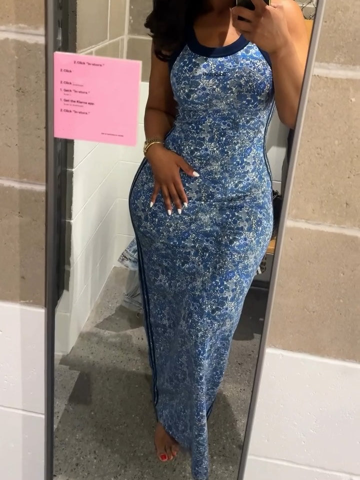 Ribbed Round Neck Maxi Dress