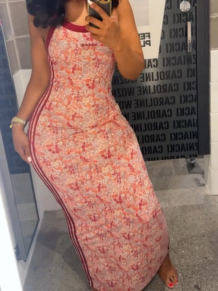 Ribbed Round Neck Maxi Dress