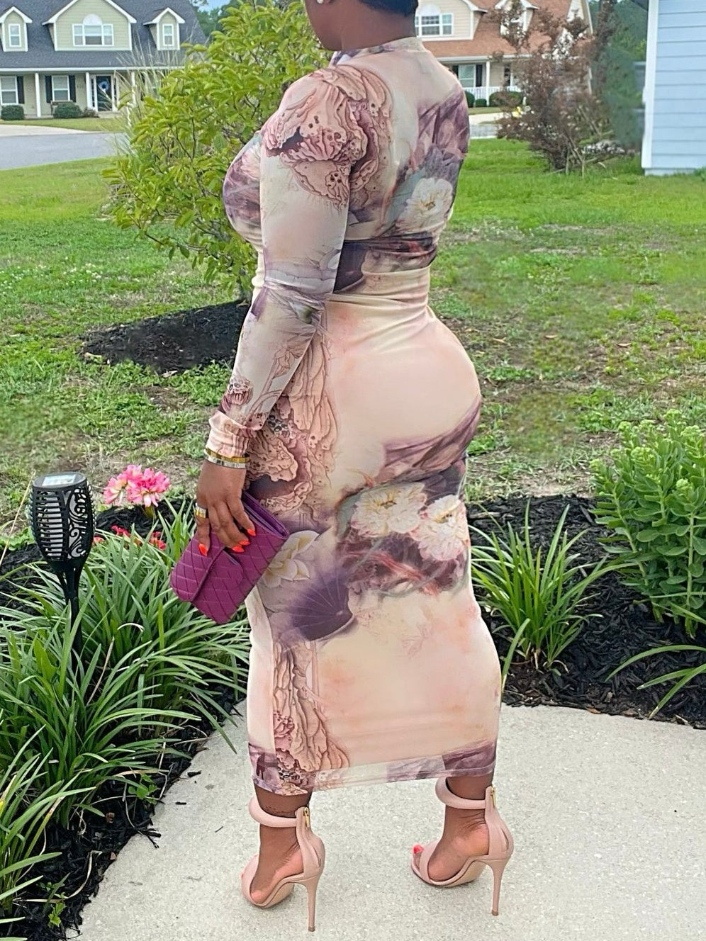Blush Lotus Mesh Maxi Dress
