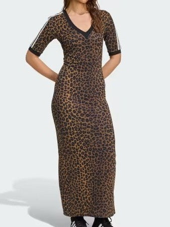 Leopard V-Neck Maxi Dress