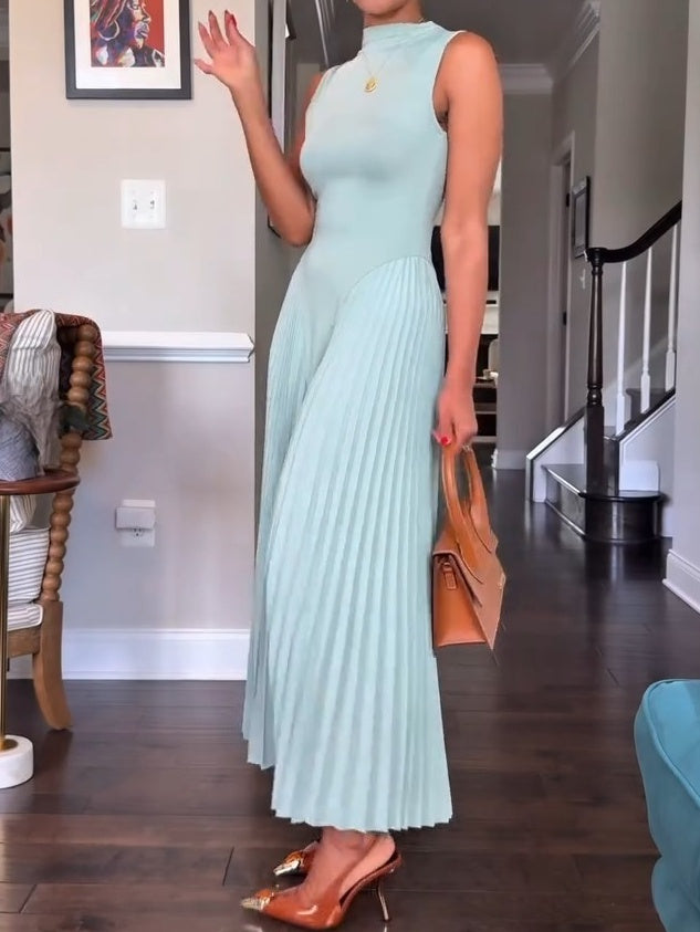 A-Line Pleated Maxi Dress