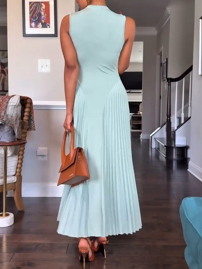 A-Line Pleated Maxi Dress